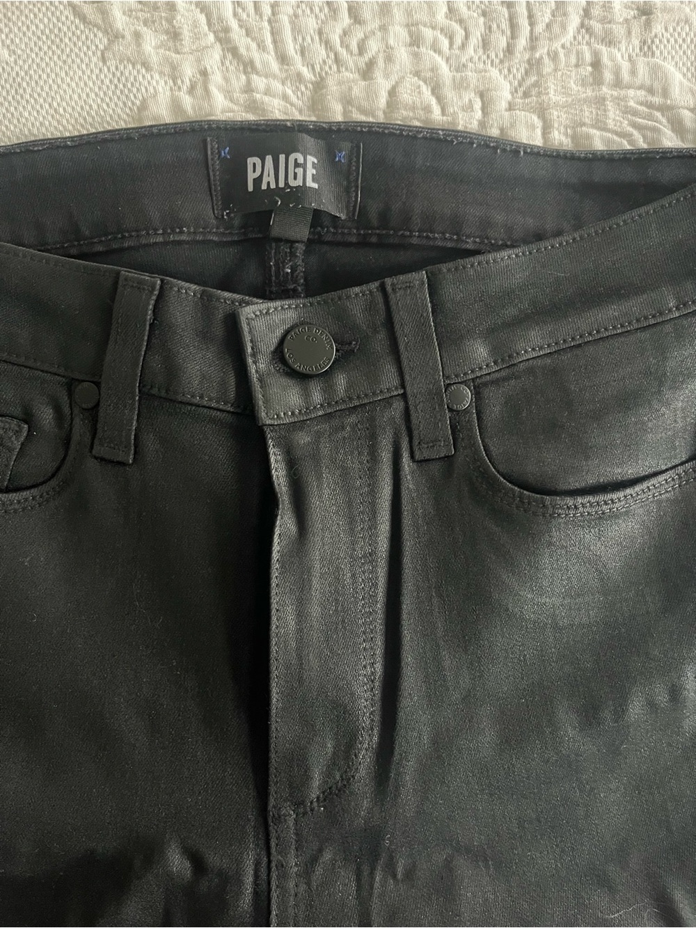 PAIGE Black Coated Skinny Jeans
